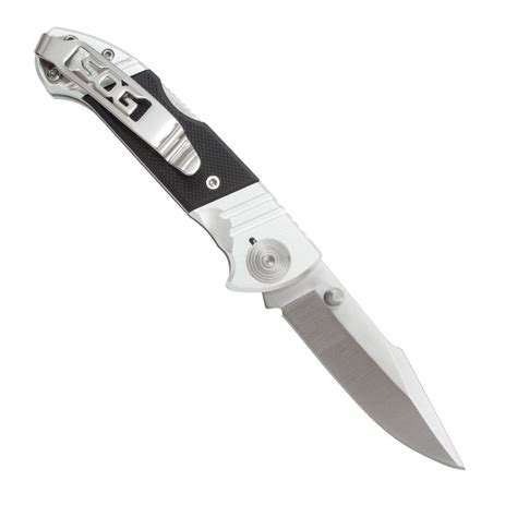 Sog Ff3302 Fielder Assisted Mini Folding Knife 2 75 Satin Plain Clip Point Blade G10 And