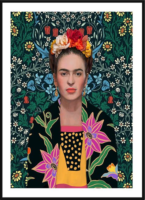 Plakat Obraz Frida Kahlo Na Kwiatowym Tle 50x70 Cm Posterstory Pl