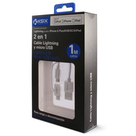 Câble Ksix 2en1 Usb Vers Micro Usb Lightning Blanc