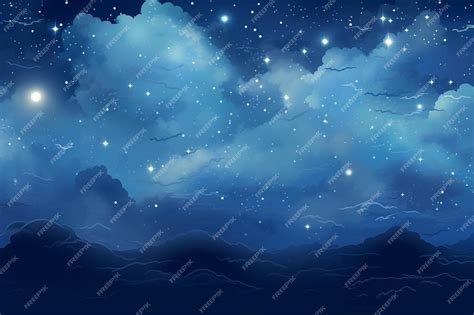 Premium AI Image | a dark night sky with clouds and stars.