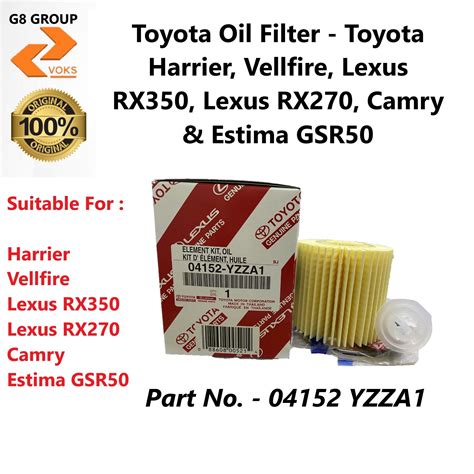 Toyota Oil Filter Toyota Harrier Vellfire Lexus Rx350 Lexus Rx270 Camry And Estima Gsr50