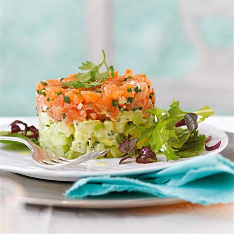 Lachstatar Auf Kartoffel Gurken Salat Rezepte Lachstatar Lachs Beilage