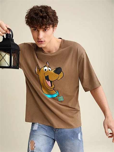 Scooby Doo X Shein Manfinity Hypemode Uomo Maglietta Con Spalla Cadenti