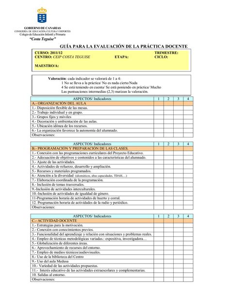 Cuadro De Evaluacion Docente