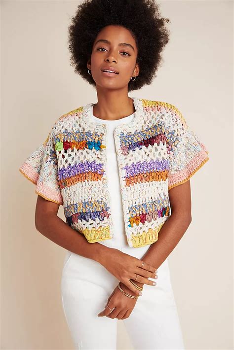 Mia Cropped Cardigan Anthropologie Uk Crochet Clothes Crochet