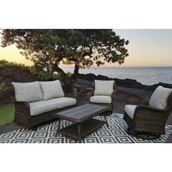 Backyard Creations Cascade Cove Brown 4 Piece Wicker Patio Set With