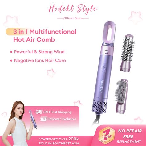 HODEKT 3 In1 Hair Dryer Hair Straightener Multifunctional Hot Air Brush Comb Negative Ion Hair