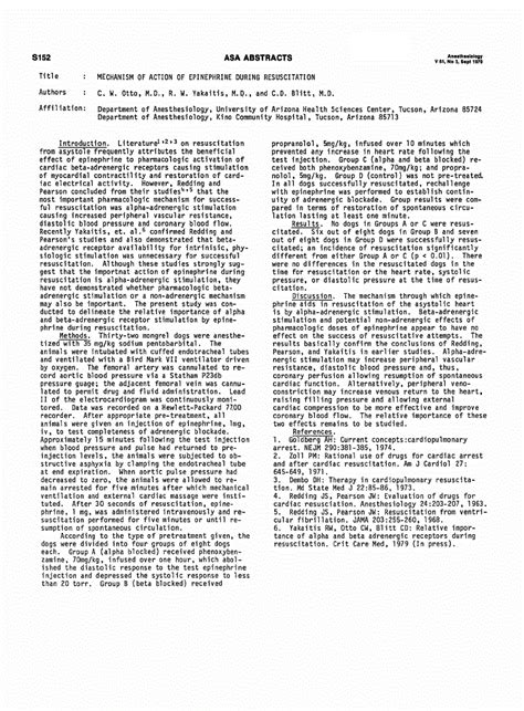 MECHANISM OF ACTION OF EPINEPHRINE DURING RESUSCITATION | Anesthesiology | American Society of ...