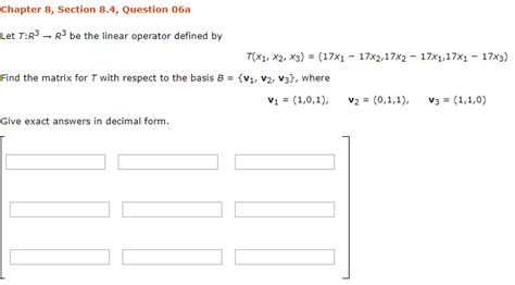 Solved Let T R 3 Rightarrow R 3 Be The Linear Operator Chegg