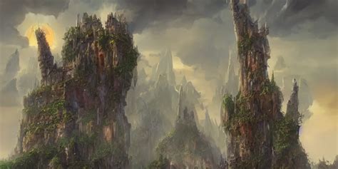 Digital Matte Painting Mage Tower Storm Landscape By Stable Diffusion