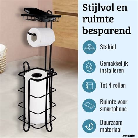 Toiletrolhouder Industrieel Design Zwart Wc Rolhouder Zonder Boren