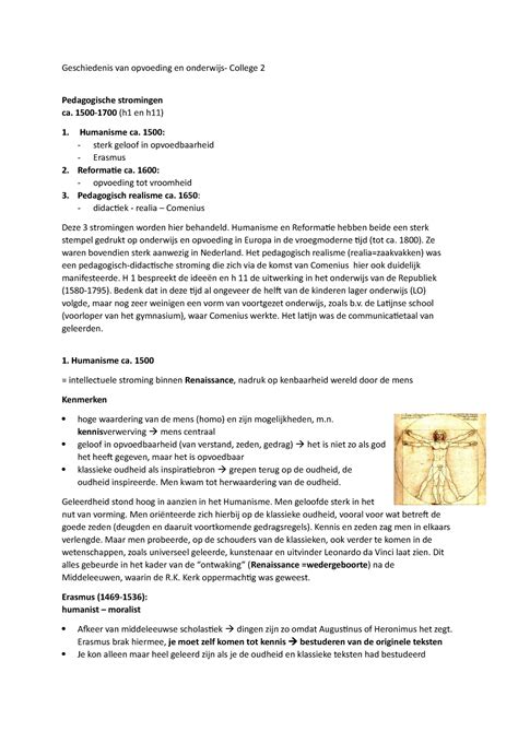 GS Opvoeding En Onderwijs College 2 Geschiedenis Van Opvoeding En