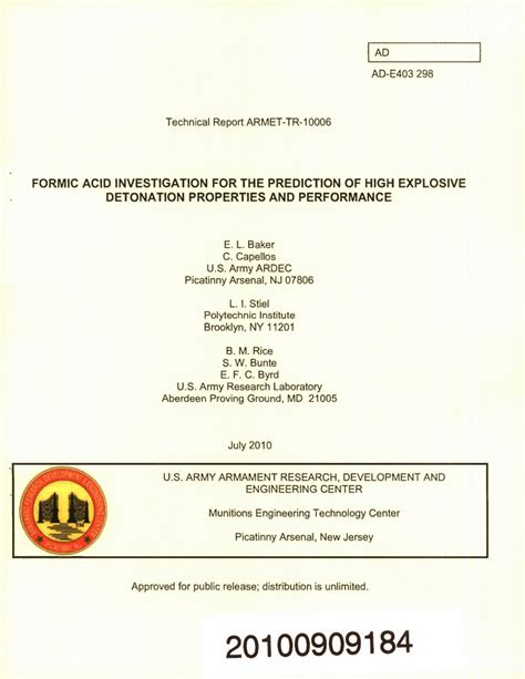 (PDF) Formic Acid Investigation for the Prediction of High Explosive ...