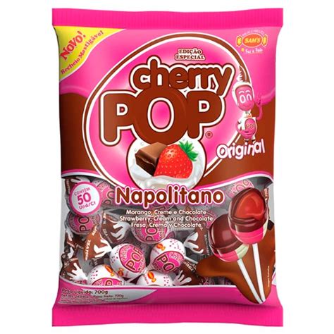 Pirulito Cherry Pop Napolitano Recheado C 50 Sams Shopee Brasil