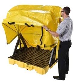 Covered Spill Pallet for 55 Gal Drums - Poly Drum Storage Shed