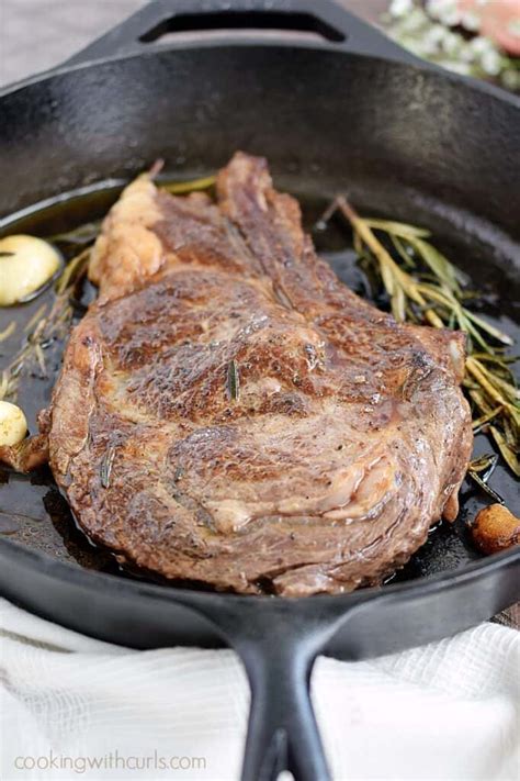 Pan Seared Ribeye Steak Cooking With Curls