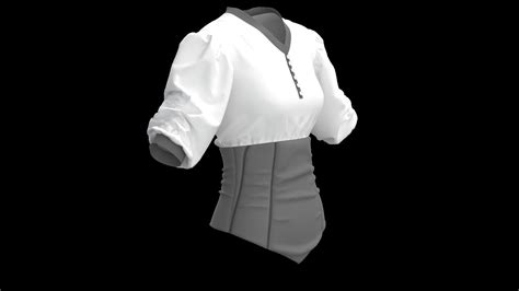 Blouse With Corset Marvelous Designer 3d Model Cgtrader