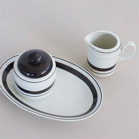 Vintage Melk En Suiker Set Zwart Wit Tablejoy