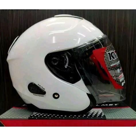 Jual Kyt Kyoto R White Plain Glossy Solid Original Helm Half Face