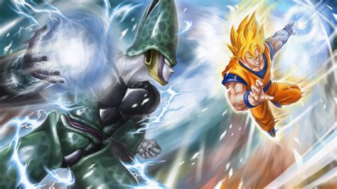 Super Saiyan Goku Vs Cell Epic Dragon Ball Z Hd Wallpaper