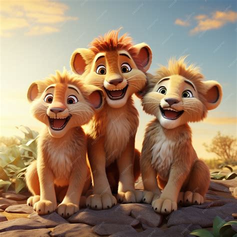 Free AI Image | Cute lion family