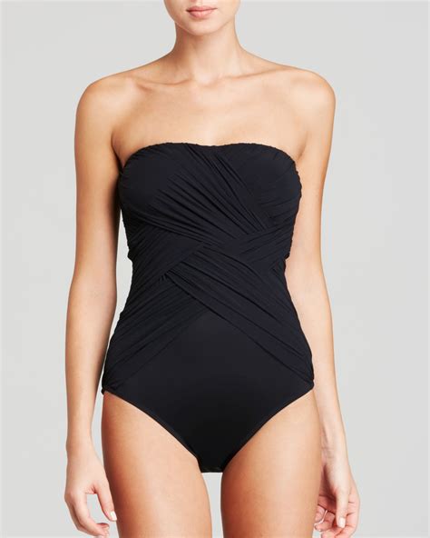 Gottex Lattice Bandeau One Piece Swimsuit In Black Classic Black Lyst