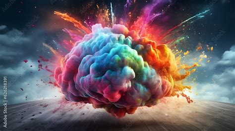 Explosive Mindscapes Concept Art Of Human Brain Bursting With