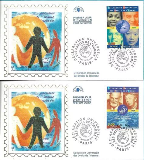 3208 9 FDC 2 ENVELOPPES 1er JOUR DECLARATION UNIVERSELLE DROITS L