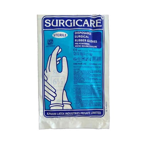 Surgicare Disposable Surgical Powdered Latex Gloves. Sterile. 1 pair