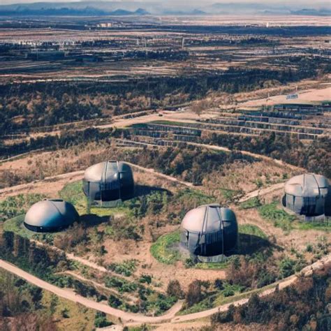 Three Sci Fi Nuclear Containment Buildings In An Stable Diffusion