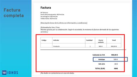 Facturar Anticipos De Clientes Ionos Espa A