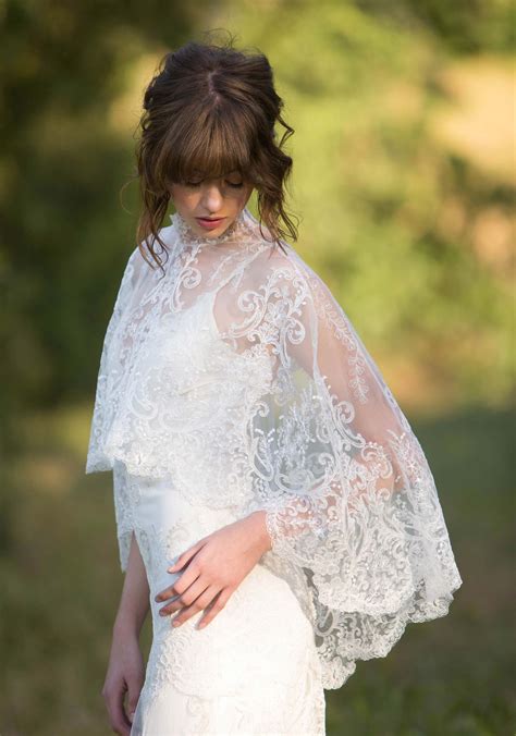 Monica Sheer And Lace Capelet Wedding Shoulder Cape Claire Pettibone