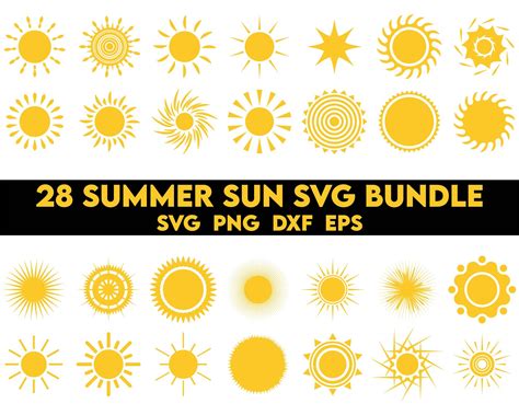 Sun SVG Bundle Summer Sun SVG Sun Clipart Sun Icon Set Svg Etsy