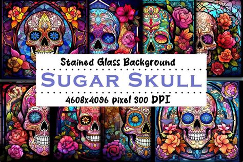 Sugar Skull Stained Glass Bundle Bundle · Creative Fabrica