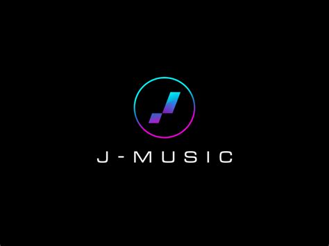 The J Music Logo Is Shown On A Black Background With Blue And Pink Colors