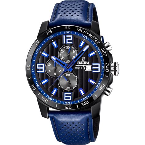 Montre Festina Originals F Montre Chronographe Cuir Bleu Homme