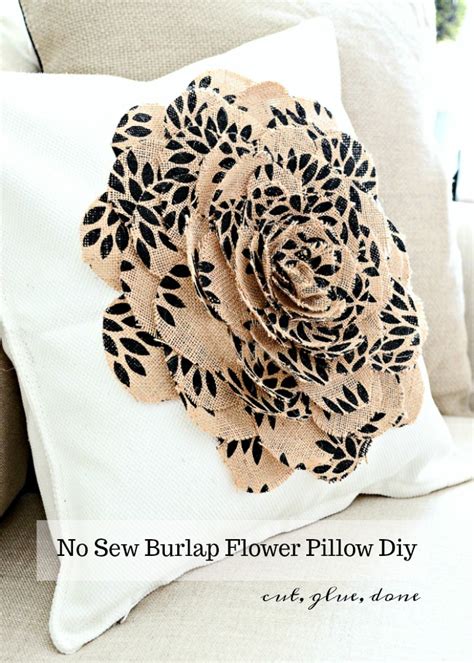 No Sew Burlap Flower Pillow Diy Stonegable