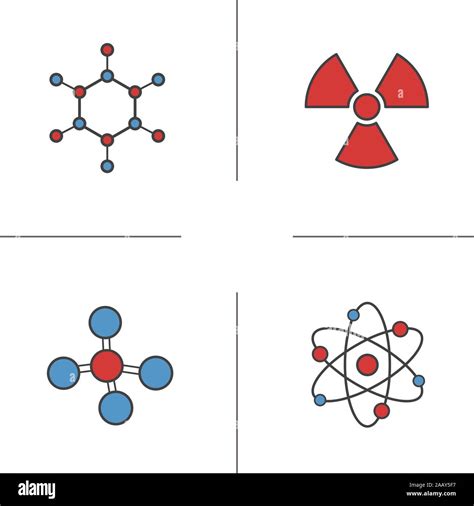 Chemie Und Physik Farbige Symbole Gesetzt Atom Molek L Und