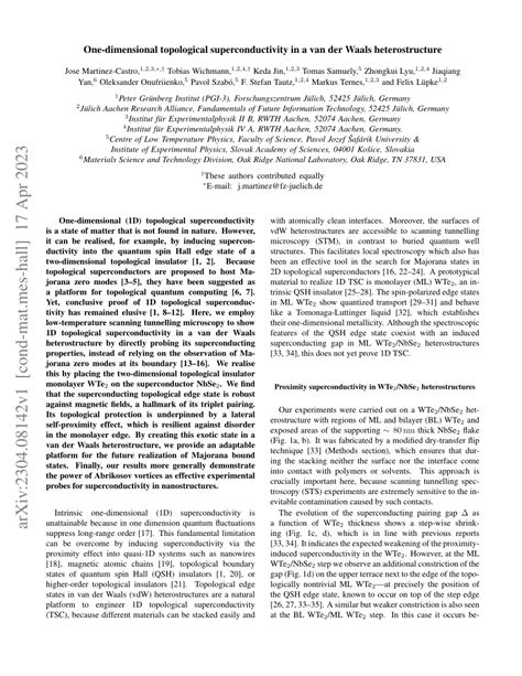 PDF One Dimensional Topological Superconductivity In A Van Der Waals