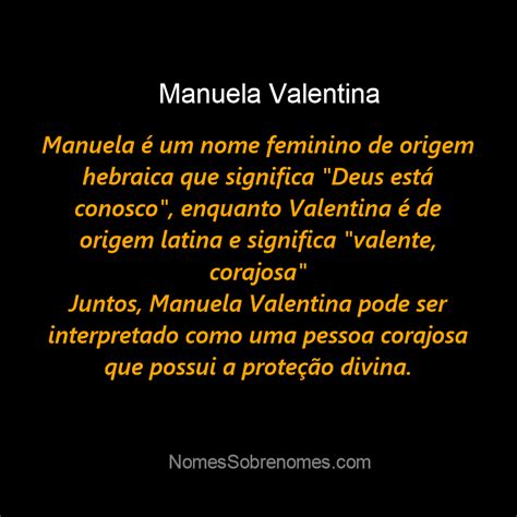 Qual O Significado Do Nome Manuela Valentina