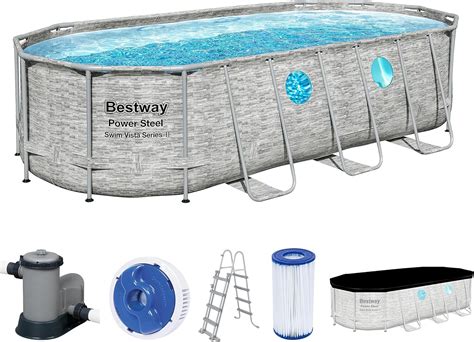 Bestway Power Steel Swim Vista Series Above Ground Pool Complete Set