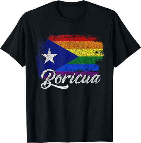 Puerto Rico Boricua Gay Pride Lgbt Rainbow Wepa Black T Shirt Casual Crew Neck Top Walmart