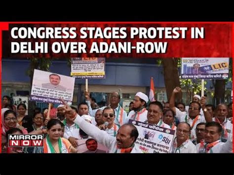 Congress Holds Protest Over Adani Hindenburg Row In Delhi Demands Jpc