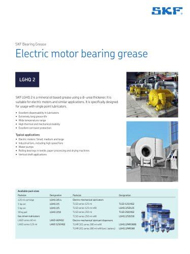 Skf Bearing Grease Selection Chart Skf Maintenancelubrication And