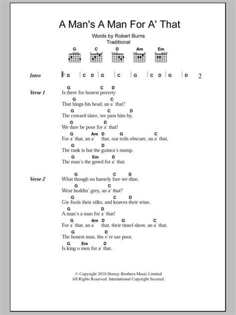 A Man's A Man For A' That by Robert Burns - Guitar Chords/Lyrics ...