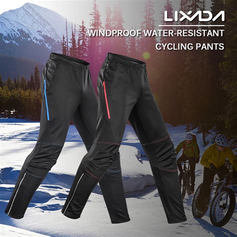 Lixada Mens Waterproof Cycling Pants Thermal Fleece Windproof Winter