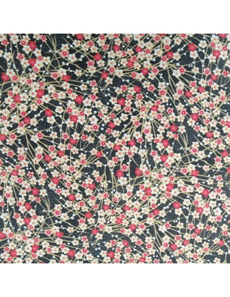 Tissu Ameublement Coton Cretonne Motif Petites Fleurs Fond Noir