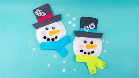 Snowman Paper Plate Craft Super Simple