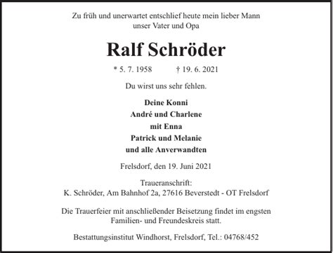 Ralf Schr Der Gedenken Nordsee Zeitung