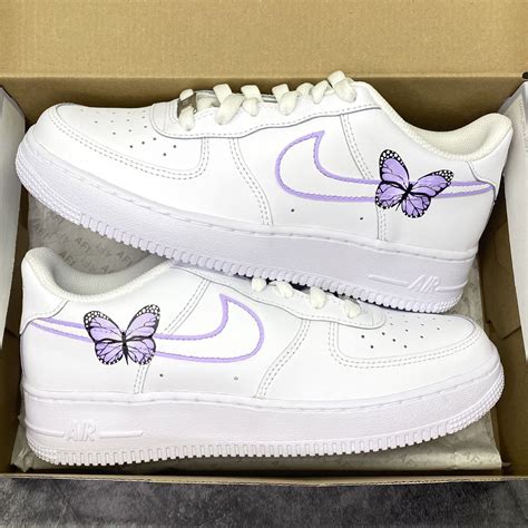 Custom Air Force Lilac Purple Sneakers Butterfly Butterflies